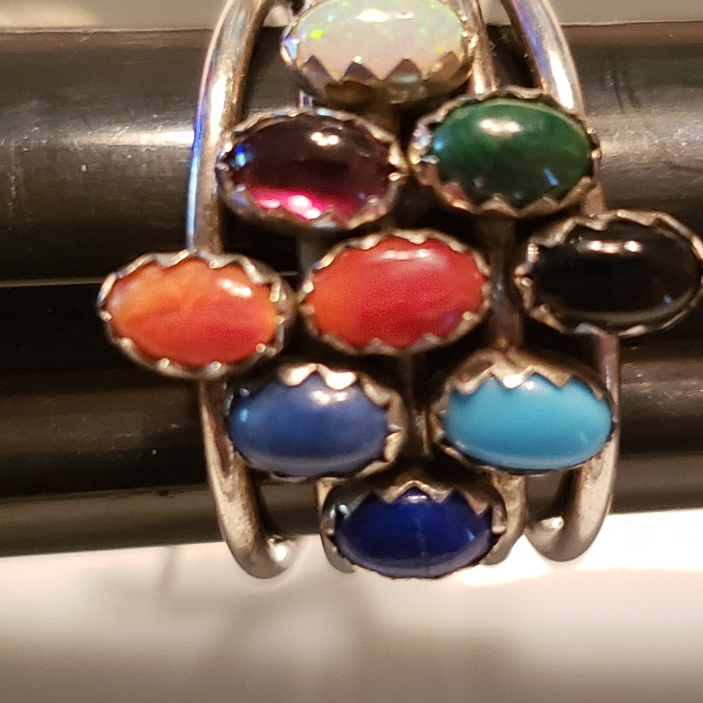 🌹Beautiful 9 Multi-Gemstone Harem style ring Sterling 9 RINGS♥️ - Picture 3 of 8